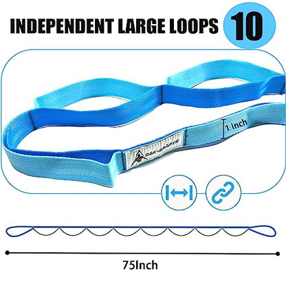 Stretching Strap Yoga Strap with Loops for Physical Therapy, Non-Elastic - color: Light Blue