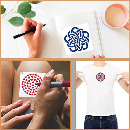 Augshy 56 Pack Mandala Stencils for Dot Painting on Wood Furniture | Mandala Painting Stencils, Wood Furniture Decoration, DIY Rock Art Projects, 3.6x3.6 Inch - style: Mandala