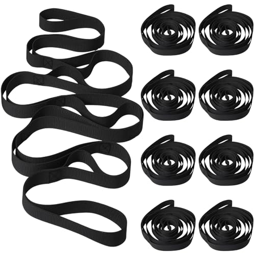 Foilswirl 8 Pack Stretching Strap with 10 Loops Bulk Yoga Strap Bulk for Physical Therapy Stretch Bands with Loops Non Elastic Bands for Exercise Dance