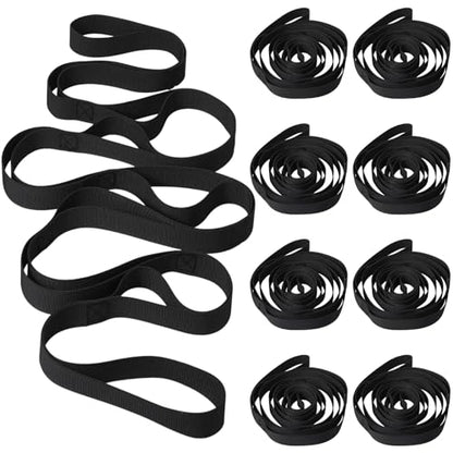 Foilswirl 8 Pack Stretching Strap with 10 Loops Bulk Yoga Strap Bulk for Physical Therapy Stretch Bands with Loops Non Elastic Bands for Exercise Dance