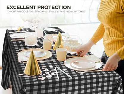 Utopia Kitchen Plastic Table Cloth Disposable [Black Check, 12 Pack] | Rectangle Tablecloth Waterproof Stain Resistant Party Table Cover - color: Black Check, size: 54X108 Inch - 12PC