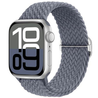 Braided Stretchy Nylon Band Compatible for Apple Watch Bands Women Men - color: BlueGrey, size: 44mm/45mm/46mm/49mm