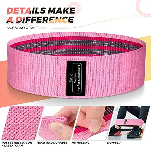 Bundle Set of 8 Resistance Bands for Workout, 5 Latex Exercise Bands and 3 Fabric Booty Bands with 2 Portable Bags
