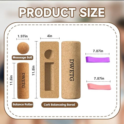 Premium Cork Balance Board for Foot Recovery & Mobility, Professional Foot Strengthening & Balance Training Kit for Plantar Fasciitis Relief, Physical Therapy & Stability - size: Basic version