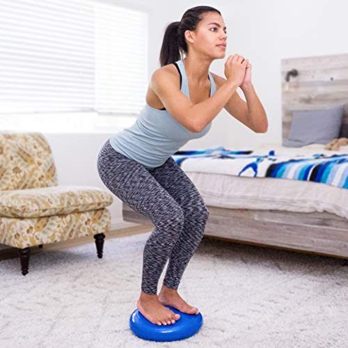 ProsourceFit Core Balance Disc Trainer, 14” Diameter with Pump for Improving Posture, Fitness, Stability - color: Blue
