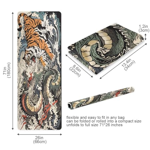 Qilmy Fantasy Mandala Pattern Yoga Mat, Non-Slip Texture Pro Yoga Mat Eco Friendly Exercise & Workout Mat for Yoga, Pilates and Floor Exercises - color: Chinese East Asian Dragon