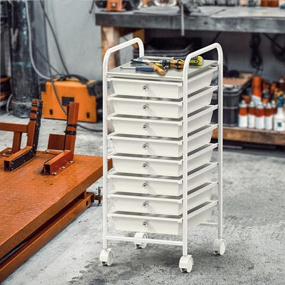Simple Houseware 8 Drawers Rolling Utility Cart Art Craft Storage, White - color: White, size: 8 Drawers