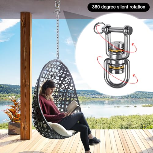 BeneLabel Heavy Duty Swing Swivel - Stainless Steel 360° Rotation Device for Web Tree Swing, Aerial Yoga, Hammock Chair - Smooth, Safe, and Durable - 770LB Capacity, 2 Pack - color: Open(2 Pack)
