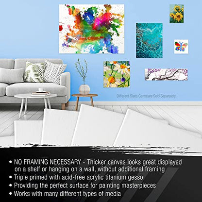 U.S. Art Supply 10"x20" Stretched Canvas for Painting, Gallery Depth 3-Pack | Rectangle, 1-1/2" Thick - 12oz Acrylic Gesso Triple Primed, Professional Artist Quality, 100% Cotton - Oil, Pouring Paint - size: 10" x 20"