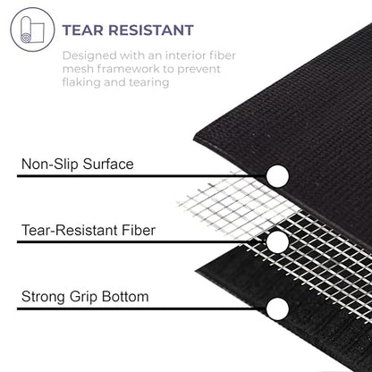 Ascend 6mm Thick Yoga Mat, 72x24in - color: Black - Solid