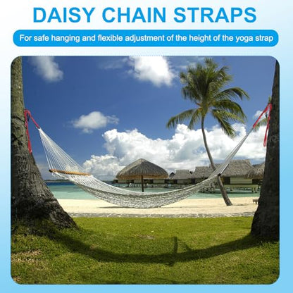 PATIKIL Daisy Chain Straps, Strong Climbing Strap Adjustable Nylon Chain Sling with Loops for Aerial Yoga Hammock Swing - color: Black, size: 71 Inch