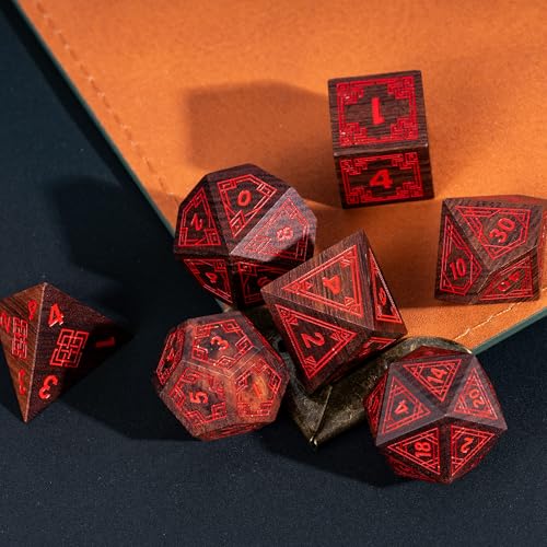 Wooden DND Dice Set Bubinga Wood Polyhedral Dice for Tabletop Games - color: Bubinga Wood-hx