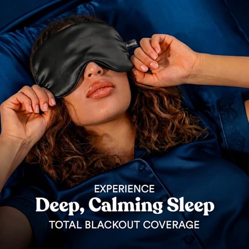 ASUTRA Silk Eye Pillow for Sleep, Black - Filled w/Lavender Buds (One Size) - color: Black