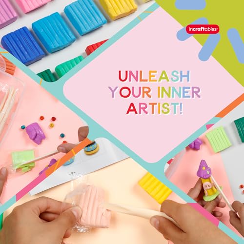 Incraftables Polymer Clay Kit – 24-Color Non-Toxic Oven-Bake Clay Set with Tools, Cutters, Molds, Jump Rings & Keychain Rings for Jewelry, Miniatures & Sculpting - size: Small