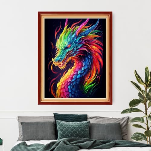 Artvxeay Stamped Cross Stitch Kits Beginners Full Range of Embroidery Starter Kits for Adults Printed Cross Stitching DIY Needlepoint Kit 11CT- (Rainbow Dragon 16x20 inch) - color: ColorArt23