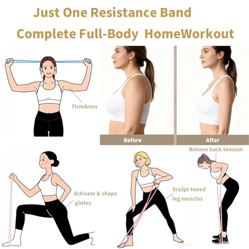 Figure 8 Resistance Bands for Home Workout, Exercise Straps with Handles for Yoga Pilates Stretching & Therapy, 15/25LB Pull Up Assist Arm Leg Wrist Hip Strength, Equipment for Women Men