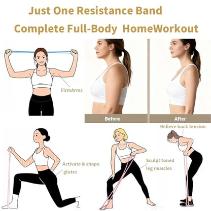 Figure 8 Resistance Bands for Home Workout, Exercise Straps with Handles for Yoga Pilates Stretching & Therapy, 15/25LB Pull Up Assist Arm Leg Wrist Hip Strength, Equipment for Women Men