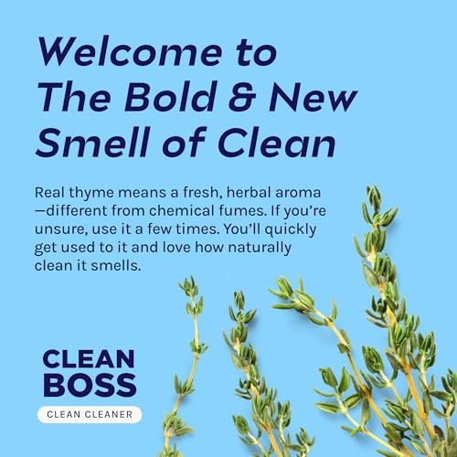 CleanBoss Botanical Disinfectant - 24 oz 2-Pack Multi-Surface Cleaner | Kills 99.9% of Germs + Cold & Flu Viruses - Fresh Thyme Scent - No Rinse on Food Contact Surfaces - Pet Friendly