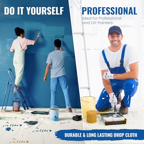 REDIBLUE Canvas Drop Cloth for Painting - Washable, Durable, Highly Absorbent Seamless Cotton Fabric, Multipurpose Protection for Floor, Carpet, Furniture, Indoor, Outdoor Use, 8oz, 4x6ft (Pack of 2) - size: 4 x 6 Feet (Pack of 2)