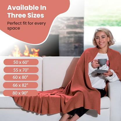 Dalisa Alina GOTS Organic Cotton Throw Blanket, Amber Glow, 60x80 in - color: Amber Glow, size: 60x80