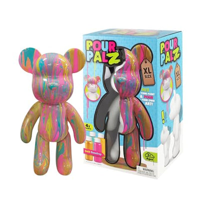 Pour Palz DIY Paint Pouring Kit – 1 XL Bear Figurine, 4 Acrylic Pour Paints, Mixing Cups & Tools, Create Unique Marbled Art, Fun Hands-On Craft Kit for Kids & Adults, Gold Gumdrop, Ages 5+ - color: Gold Gumdrop