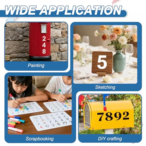 PATIKIL 2 Set 5" Letter Number Stencils, 36Pcs Square Reusable Letter and Number Stencil Templates for Painting on Wall Wood Fabric Signage, Uppercase Letter Style - size: 5"