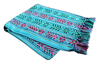 Del Mex Mexican Rebozo Shawl Blanket Doula - color: Turquoise, size: Regular (6 ft x 2.5 ft)
