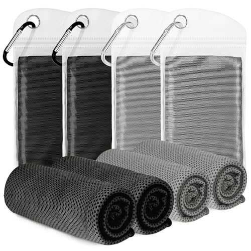 4 Pack Cooling Towels for Neck and Face(40"x12"), Cooling Neck Wraps, Ice Towel for Hot Weather, Soft Breathable Gym Towel, Cool Towel for Workout, Camping, Yoga, Sport, Running - color: 2 Pack Black/2 Pack Dark Gray