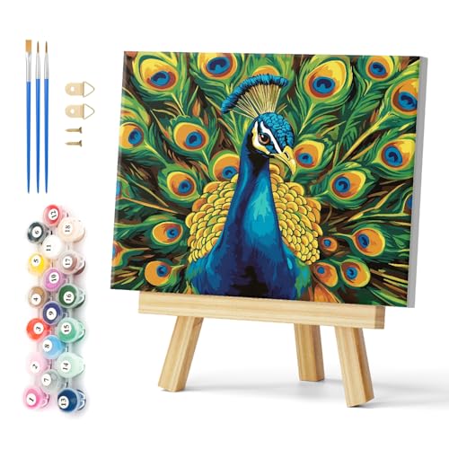 Natuyalo Peacock Framed Paint by Numbers Kit for Adults, Animals Adult Paint by Number Kits on Canvas, DIY Acrylic Painting by Numbers with Frame for Home Wall Decor 12x16 Inch - color: Color-06