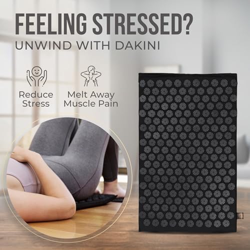 Acupressure Mat and Pillow Set with Mini Pad – Full Body Pain Relief | Mini pad targets hard-to-reach areas like feet, hands and neck for precise pressure relief - color: Black