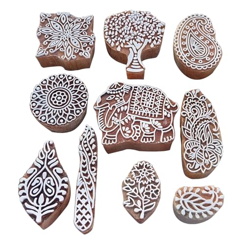 Royal Kraft Assorted Wooden Block Printing Stamps (Set of 10) Bulk01_10C - color: Bulk01_10c, size: 10 Pcs