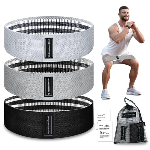 Exercise Bands, 3 Levels Fabric Resistance Bands for Working Out, Workout Bands Resistance for Women & Men, Multi-Colored Fabric Booty Bands for Leg Strength Training, Rehab, Yoga - color: Grey