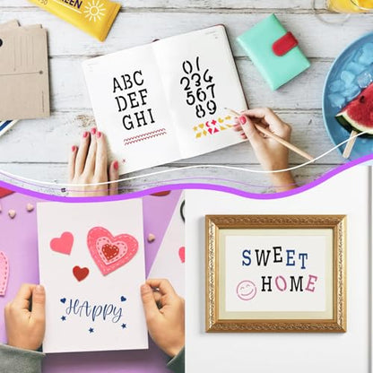 40 Pcs Letter Stencils for Painting,Alphabet & Number Templates for Journal | Letter & Number Stencils, 6 Size Options From 0.3 To 1.45 Inch, Reusable Pet Plastic, Ideal For Journaling, Scrapbooking