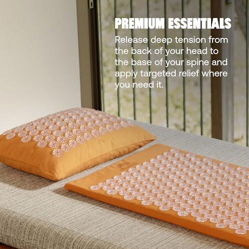 ShaktiMat Acupressure Pillow, Neck & Shoulder Relief, Premium Level 1 Amber | Relaxation, Massage Muscles, Aid Sleep, Unlock Inner Tension, Similar to Acupuncture, Made with Organic Cotton & ABS spikes - color: Premium-amber, size: Level 1