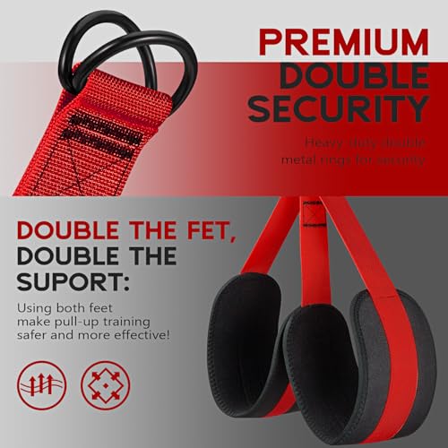 HOXWC Pull Up Assistance Bands, Adjustable Heavy Duty Resistance Band for Pull Up, 3 Pull Up Bands, Comfortable Fabric Feet/Knee Rest, Assistance Bands for Pull-Up, Home Fitness, Body Stretching - color: Red