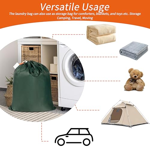 Polecasa Extra Heavy-Duty Laundry Bag with Handles, Green, 21x24” - color: Green, size: 21" x 24" | 1 Pack