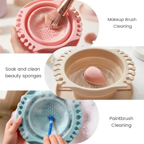 Collapsible Silicone Paint Brush Cleaner Basin Foldable Paintbrush Cleaning Container for Acrylic, Watercolor & Oil Painting (Blue, 15 * 12.2 * 6.5cm/5.91 * 4.8 * 2.56inches) - color: Blue