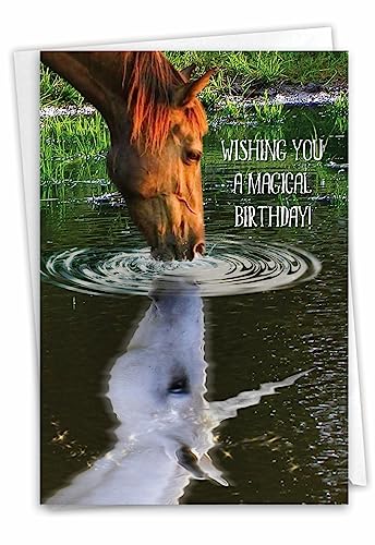 Best Card Co 1 Magical Birthday Horse Notecard w/Envelope C7076HBDG - style: Aspirations