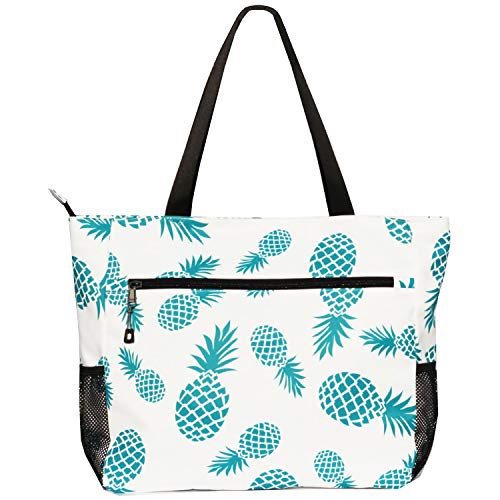 ESVAN LARGE BEACH BAG Water Resistant Lightweight 20 inch Women Oversize Tote Bag for Gym Beach Travel Pool Yoga Nurse - color: Pineapple