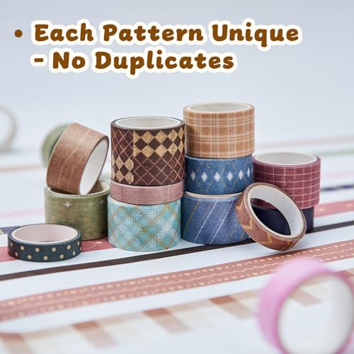 Neutral Washi Tape Set 24 Rolls,Decorative Masking Tape for Junk Journal, Scrapbooking Supplies, DIY Crafting Supplies - style: Neutral
