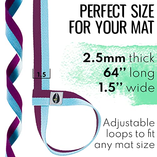 TECEUM Yoga Mat Strap – Extra Soft & Thick Cotton Carrier for All Mats - color: Purple Blue, size: 64 IN