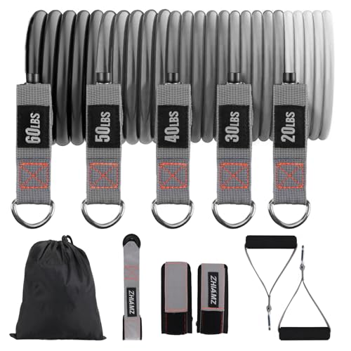 Resistance Bands with Handles, Exercise Bands with Handles, Door Anchor - color: Black-gray-set -200lbs