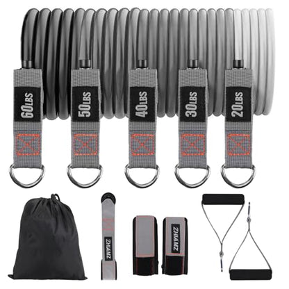 Resistance Bands with Handles, Exercise Bands with Handles, Door Anchor - color: Black-gray-set -200lbs