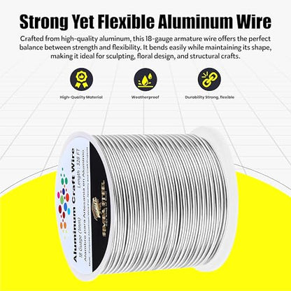 18 Gauge Aluminum Wire 328 Ft (Silver, 1mm), Metal Armature Wire for Sculpting, Aluminum Craft Material, Jewelry Making, Bendable for Crafts, Beading & Floral Design by Simba Steel - style: 18 Gauge x 328 FT