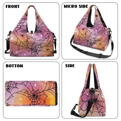 Gym Bag with Yoga Mat Holder Large Tote Bag With Multi Pockets for Women Men Dry Wet Separated Pocket Carryall Yoga Tote Bag for Pilates Travel Workout Office - color: Halloween