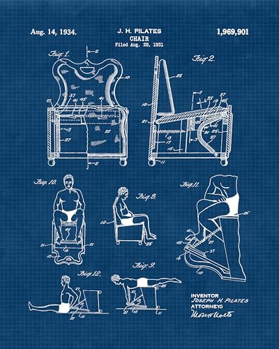 STARS BY NATURE Classic Pilates Machines Patent Prints - color: Blue
