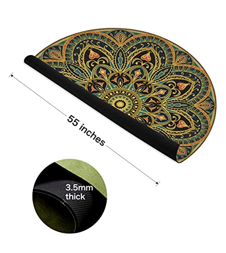 Knsbk Large Round Yoga Mat 4.6'X3.5mm for Exercise Premium Extra Thick, Ultra Comfortable, Non Slip, Meditation Mat - color: green blossom