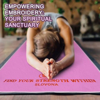 Upgraded Yoga Mat Towel with Bonus Grip Socks, Elegant Embroidered - color: Orchid Purple