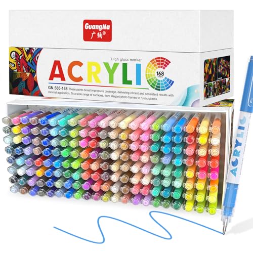 Guangna Acrylic Gel Pens 168 Color, Colored Pens for Journaling, Coloring Books, Calligraphy, Note Taking & DIY Crafts, RollerBall Pen Tip - color: 168 Colors