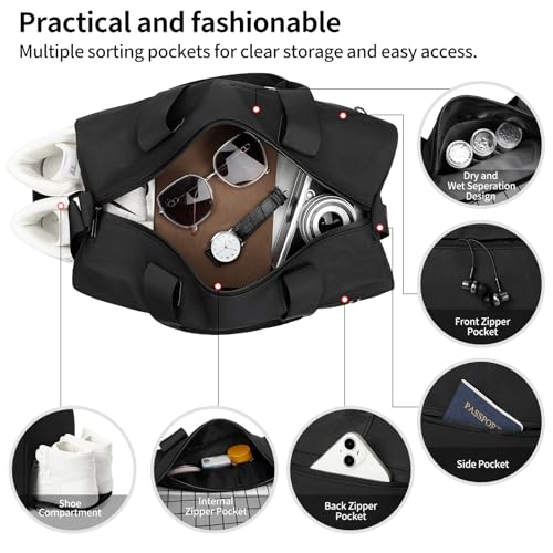 Handbag for Women Yoga Bag Large Capacity Yoga Pad Buckle with Shoe Compartment Water Bottle Sports Gym Bag Travel - color: B01-1 Black